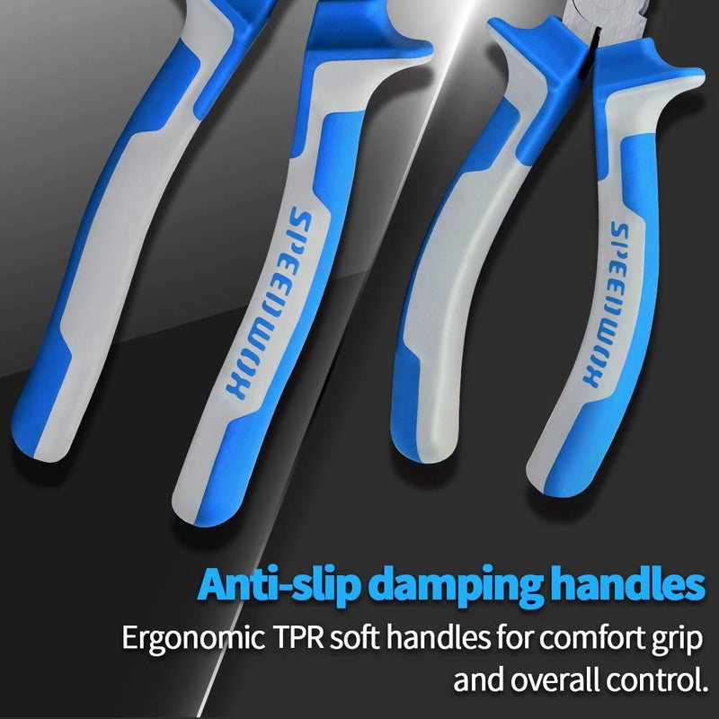 SPEEDWOX 2 Piece Glass Breaker Pliers and Hammer Cutting Pliers Set with 2 Pairs Rubber Tips, Professional Glass Pliers, Blue - Image 5